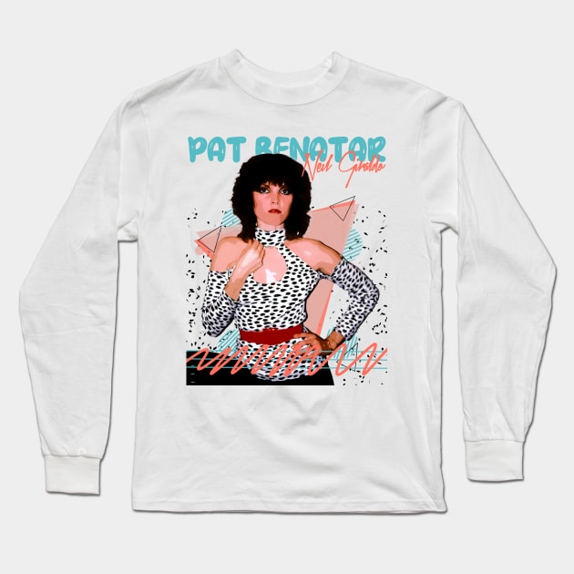 Retro Pat Benatar Fan Art Design Long Sleeve T-Shirt by Nandin Putri